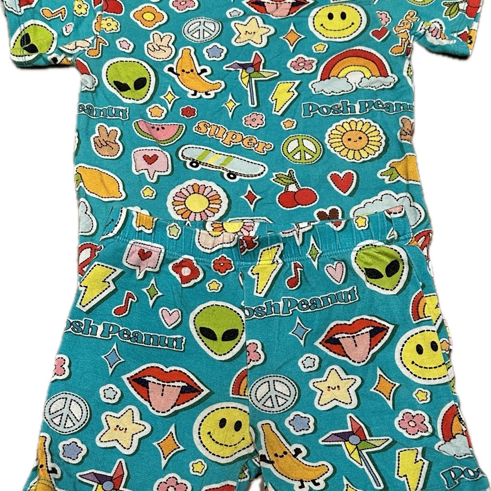2T Posh Peanut Sticker Medley Pajama Set